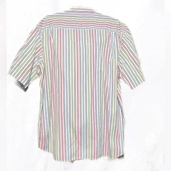 Paul & Shark multi striped short sleeve cotton button down  sport golf shirt 44 - Picture 3 of 5